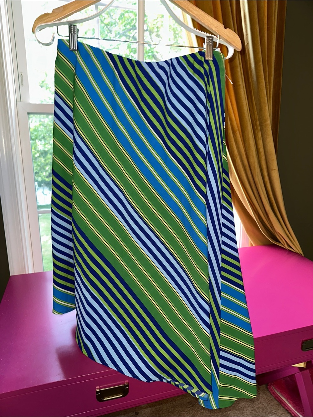 Striped Circle Skirt in Blue & Green